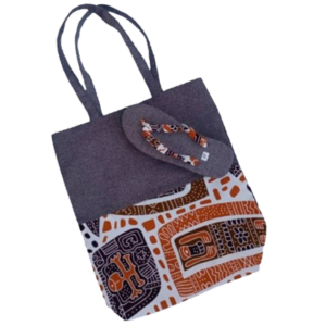 african print tote bag with matching sandals