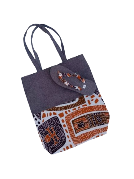 african print tote bag with matching sandals